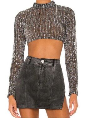 superdown
SUPERDOWN Sia Crop Top Black sheer Metallic size S